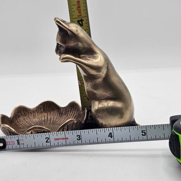 VTG SPI San Francisco Brass Cat Kitty Lotus Flower Trinket Dish Candle Holder - Picture 9 of 10